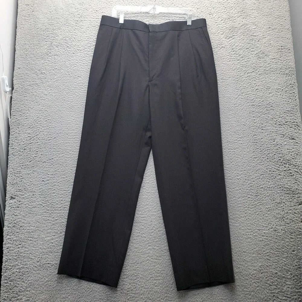 Franko Lanzetti Two Piece‎ Suit Mens 44 Black 100% Wool Tuxedo Single Breasted
